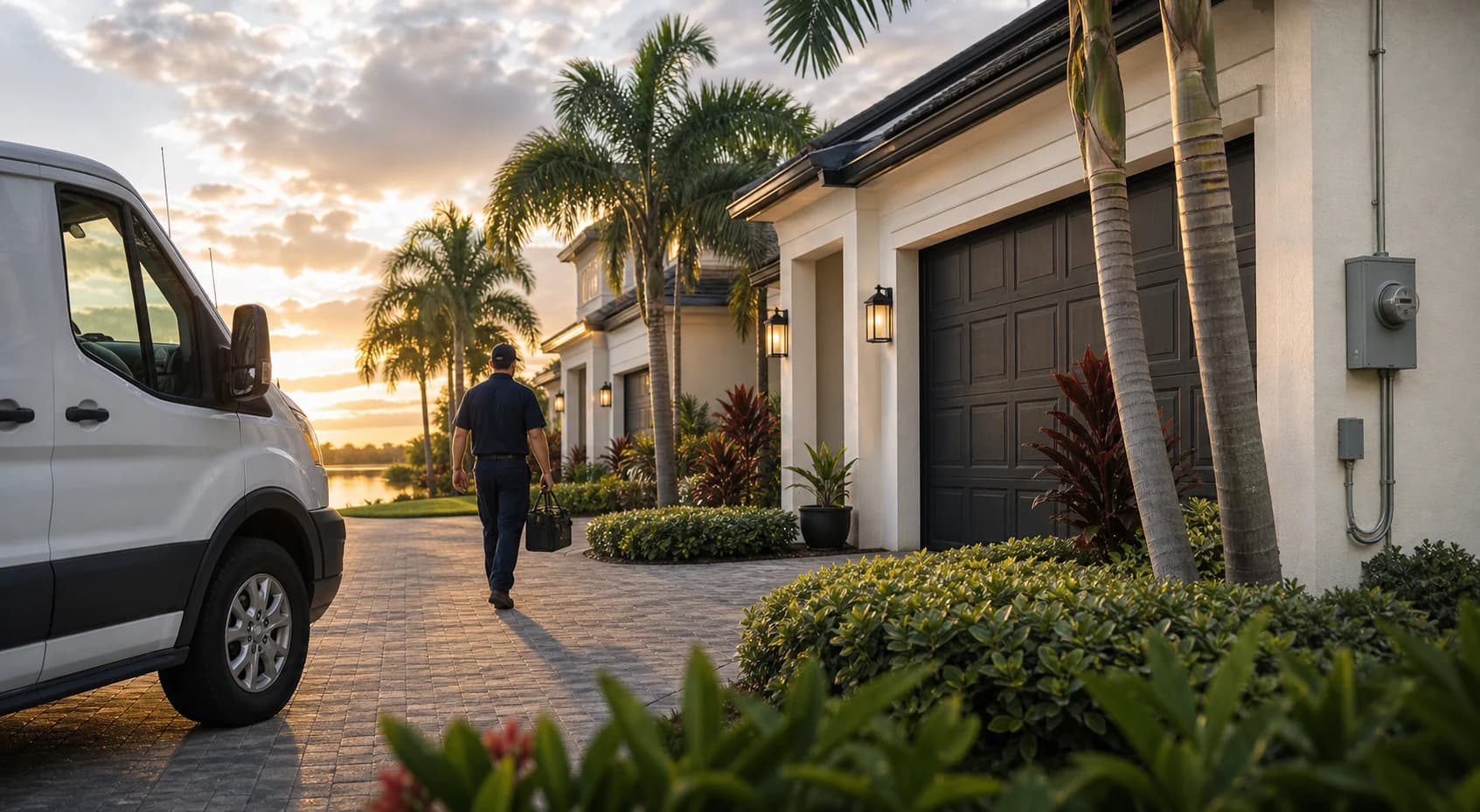 Central Florida home exterior prepared for an electrical service visit